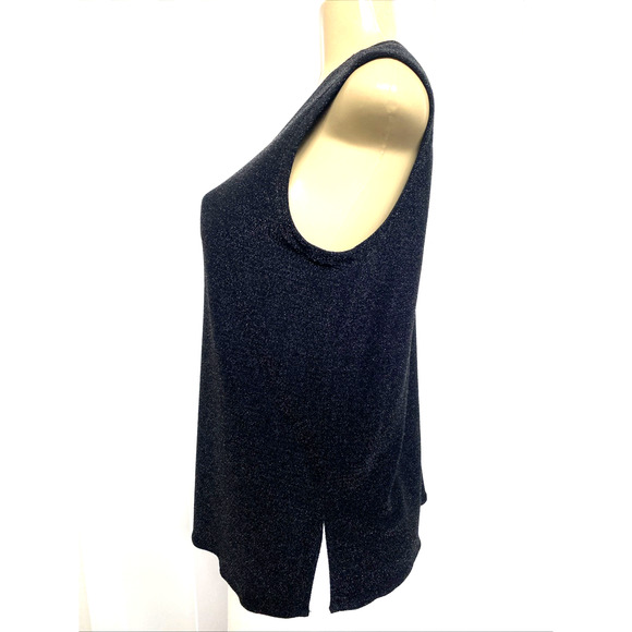 Misook Tank Top Blouse Shirt Sleeveless Scoop Neck Black Shimmer Metalli… - Picture 5 of 6